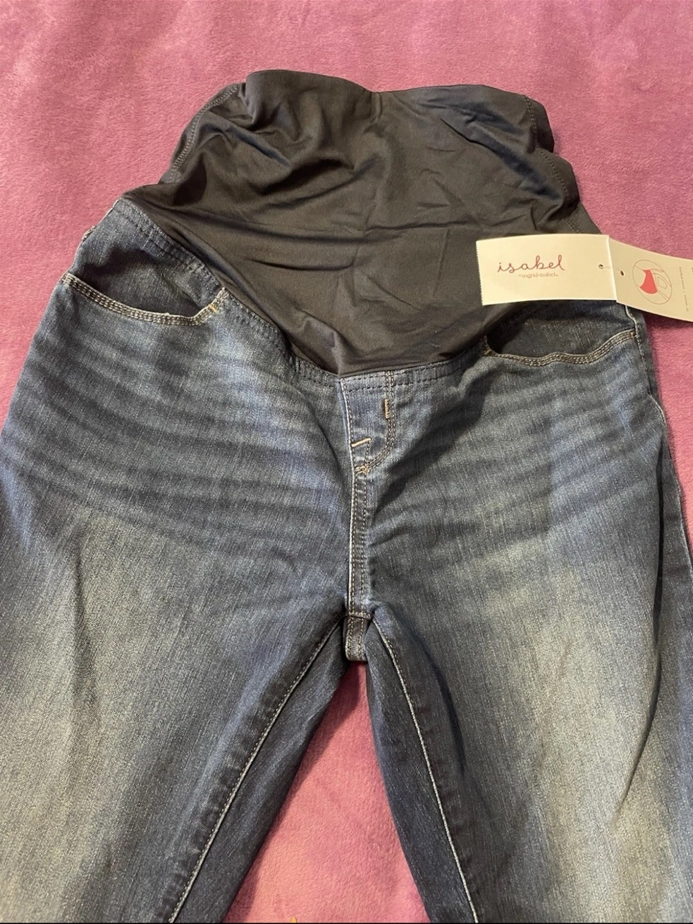 Isabel Maternity by Ingrid & Isabel Dark Blue Skinny Jeans with Black Panel